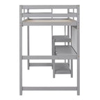 Lit mezzanine avec bureau et étagères, cadre de lit mezzanine en bois avec étagères de rangement et planche d'écriture