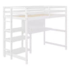 Lit mezzanine avec bureau et étagères, cadre de lit mezzanine en bois avec étagères de rangement et planche d'écriture
