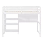 Lit mezzanine avec bureau et étagères, cadre de lit mezzanine en bois avec étagères de rangement et planche d'écriture
