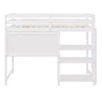 Lit mezzanine avec bureau et étagères, cadre de lit mezzanine en bois avec étagères de rangement et planche d'écriture