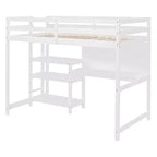 Lit mezzanine avec bureau et étagères, cadre de lit mezzanine en bois avec étagères de rangement et planche d'écriture