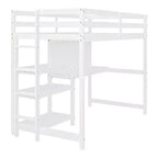 Lit mezzanine avec bureau et étagères, cadre de lit mezzanine en bois avec étagères de rangement et planche d'écriture