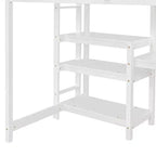 Lit mezzanine avec bureau et étagères, cadre de lit mezzanine en bois avec étagères de rangement et planche d'écriture