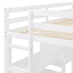 Lit mezzanine avec bureau et étagères, cadre de lit mezzanine en bois avec étagères de rangement et planche d'écriture