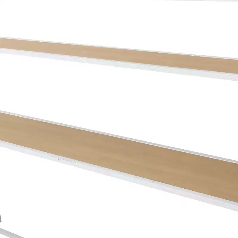 Lit mezzanine métallique pleine grandeur avec escalier de rangement et étagères à 3 niveaux, cadre de lit mezzanine en acier robuste avec bureau intégré pour chambre à coucher