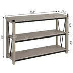 Coolmee Farmhouse Console Table, Table console étroite de 47 pouces avec rangement, Tables console en bois à 3 niveaux pour salon, couloir, entrée
