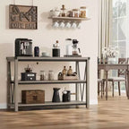 Coolmee Farmhouse Console Table, Table console étroite de 47 pouces avec rangement, Tables console en bois à 3 niveaux pour salon, couloir, entrée