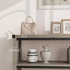 Coolmee Farmhouse Console Table, Table console étroite de 47 pouces avec rangement, Tables console en bois à 3 niveaux pour salon, couloir, entrée