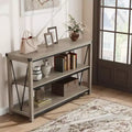 Coolmee Farmhouse Console Table, 47 Inch Narrow Entryway Table with Storage, 3 Tier Wood Console Tables for Living Room, Hallway, Entryway