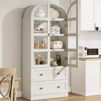 Bibliothèque haute en bois Coolmee de 180 cm avec portes et tiroirs, grand meuble de rangement pour bureau et salon