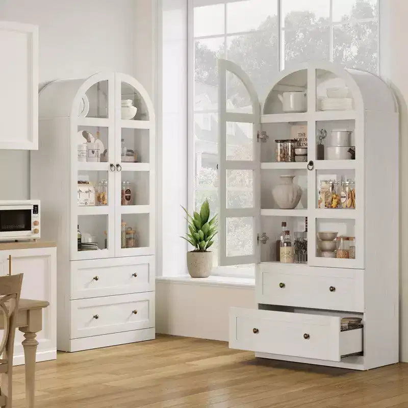 Bibliothèque haute en bois Coolmee de 180 cm avec portes et tiroirs, grand meuble de rangement pour bureau et salon