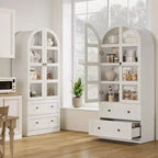 Bibliothèque haute en bois Coolmee de 180 cm avec portes et tiroirs, grand meuble de rangement pour bureau et salon