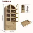 Bibliothèque haute en bois Coolmee de 180 cm avec portes et tiroirs, grand meuble de rangement pour bureau et salon