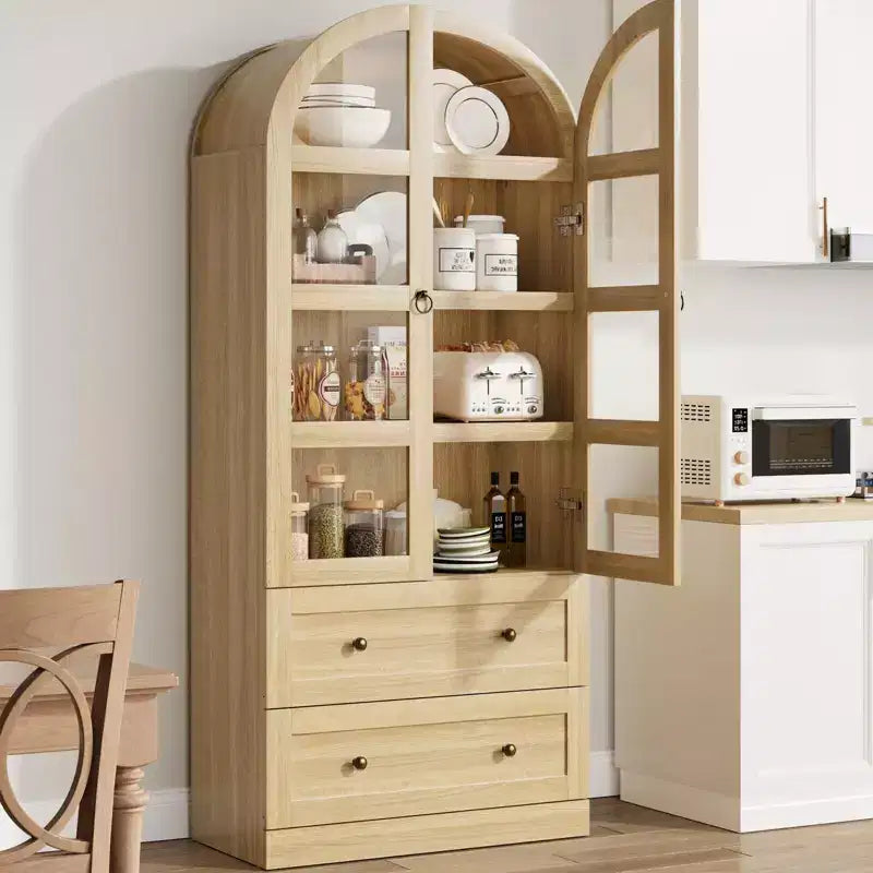 Bibliothèque haute en bois Coolmee de 180 cm avec portes et tiroirs, grand meuble de rangement pour bureau et salon