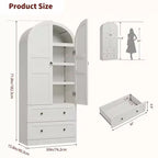 Bibliothèque haute en bois Coolmee de 180 cm avec portes et tiroirs, grand meuble de rangement pour bureau et salon
