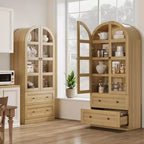 Bibliothèque haute en bois Coolmee de 180 cm avec portes et tiroirs, grand meuble de rangement pour bureau et salon