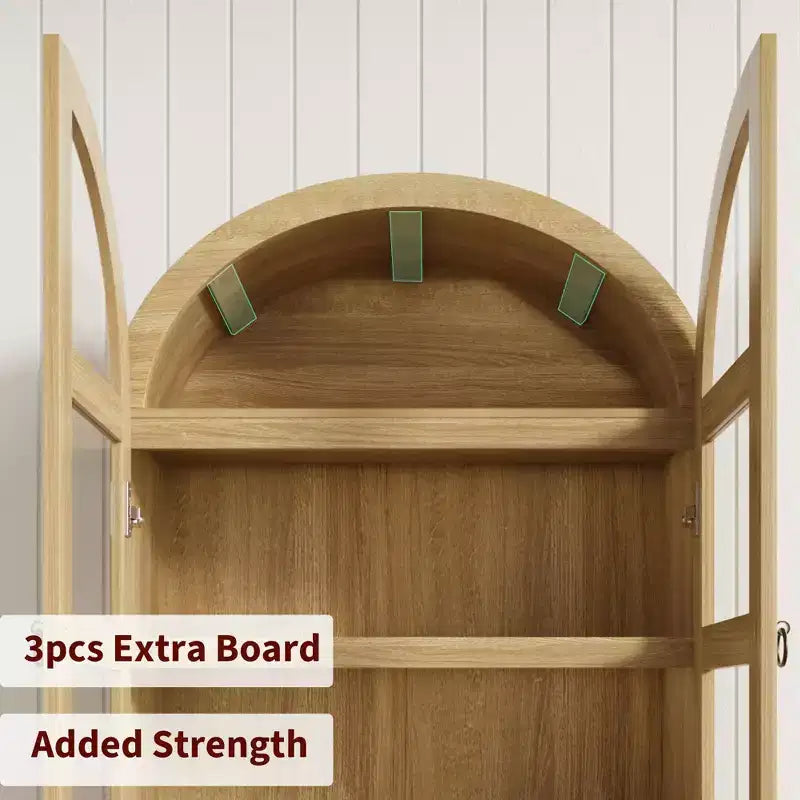 Bibliothèque haute en bois Coolmee de 180 cm avec portes et tiroirs, grand meuble de rangement pour bureau et salon