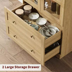 Bibliothèque haute en bois Coolmee de 180 cm avec portes et tiroirs, grand meuble de rangement pour bureau et salon