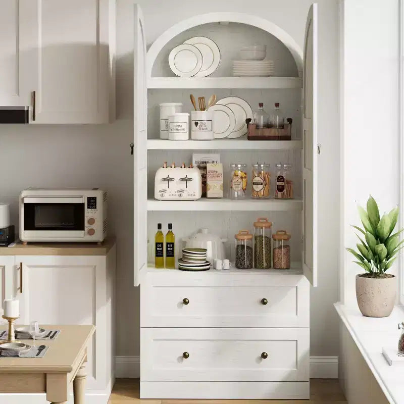 Bibliothèque haute en bois Coolmee de 180 cm avec portes et tiroirs, grand meuble de rangement pour bureau et salon
