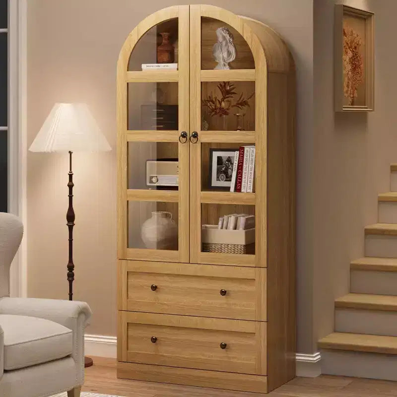 Bibliothèque haute en bois Coolmee de 180 cm avec portes et tiroirs, grand meuble de rangement pour bureau et salon