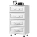 Sandinrayli 4 Drawer Dresser, Modern Small Dressers with Drawers Closet Wood Storage Chest Cabinet with Steel Handles, White