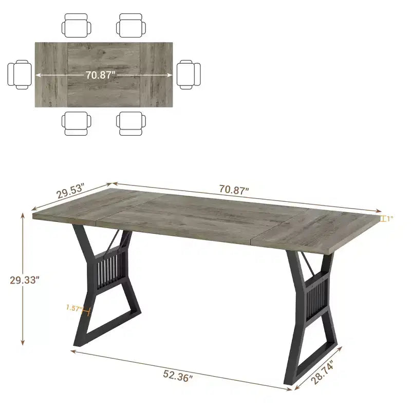 COZONY Table de salle à manger industrielle rustique - Table de cuisine rectangulaire pour 6 à 8 personnes, Table de salle à manger