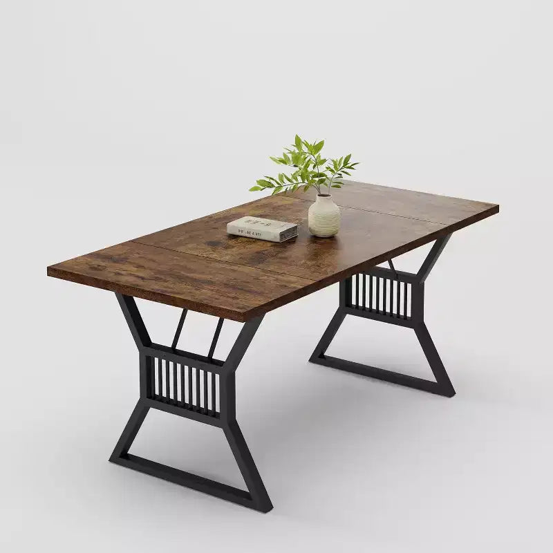 COZONY Table de salle à manger industrielle rustique - Table de cuisine rectangulaire pour 6 à 8 personnes, Table de salle à manger