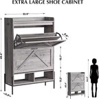 Meuble à chaussures à 2 tiroirs, organiseur de chaussures mince et peu encombrant avec rangement dissimulé, étagère d'entrée en bois pour couloir, design étroit et autonome