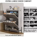 Meuble à chaussures à 2 tiroirs, organiseur de chaussures mince et peu encombrant avec rangement dissimulé, étagère d'entrée en bois pour couloir, design étroit et autonome