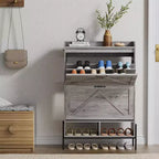 Meuble à chaussures à 2 tiroirs, organiseur de chaussures mince et peu encombrant avec rangement dissimulé, étagère d'entrée en bois pour couloir, design étroit et autonome