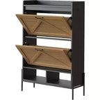 Meuble à chaussures à 2 tiroirs, organiseur de chaussures mince et peu encombrant avec rangement dissimulé, étagère d'entrée en bois pour couloir, design étroit et autonome