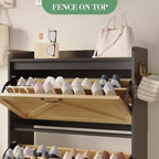 Meuble à chaussures à 2 tiroirs, organiseur de chaussures mince et peu encombrant avec rangement dissimulé, étagère d'entrée en bois pour couloir, design étroit et autonome