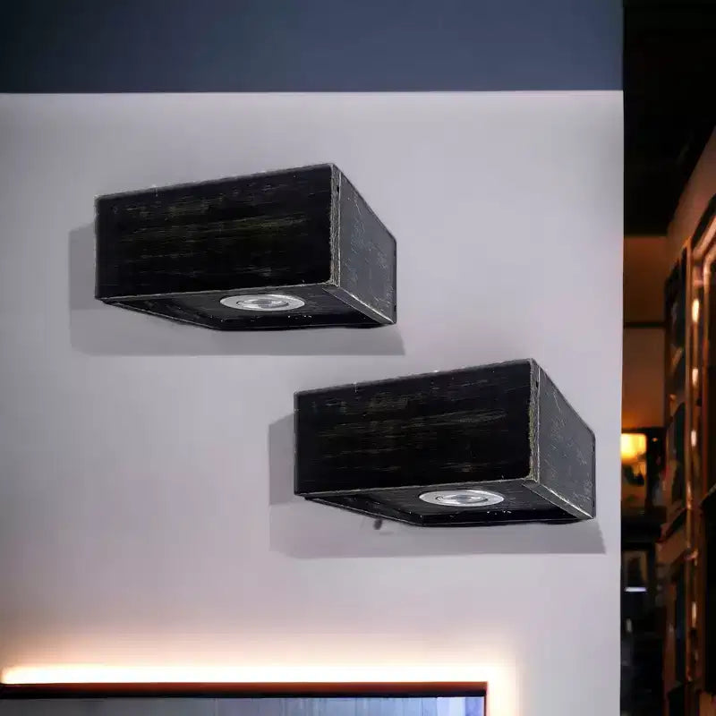 HomeRoots 7 Étagère flottante murale en bois noir avec lumière LED