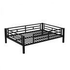 Lit superposé en métal de taille double avec 2 tiroirs, cadre de lit superposé double convertible en 2 lits plateforme, noir