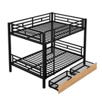 Lit superposé en métal de taille double avec 2 tiroirs, cadre de lit superposé double convertible en 2 lits plateforme, noir