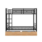 Lit superposé en métal de taille double avec 2 tiroirs, cadre de lit superposé double convertible en 2 lits plateforme, noir