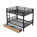 Lit superposé en métal de taille double avec 2 tiroirs, cadre de lit superposé double convertible en 2 lits plateforme, noir