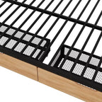 Lit superposé en métal de taille double avec 2 tiroirs, cadre de lit superposé double convertible en 2 lits plateforme, noir