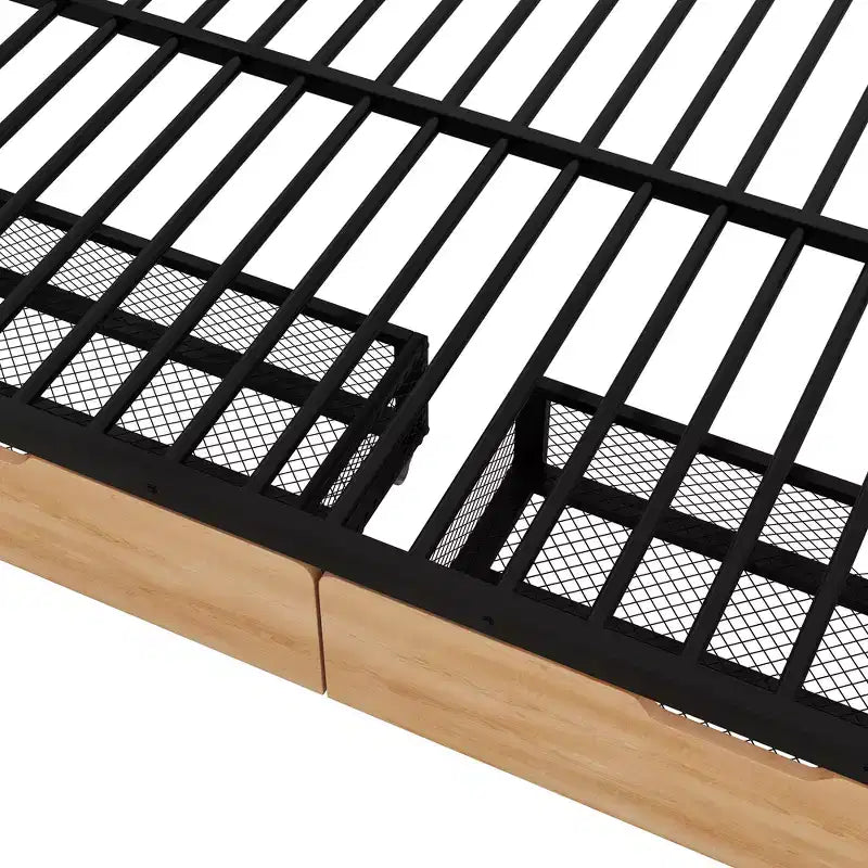 Lit superposé en métal de taille double avec 2 tiroirs, cadre de lit superposé double convertible en 2 lits plateforme, noir
