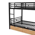 Lit superposé en métal de taille double avec 2 tiroirs, cadre de lit superposé double convertible en 2 lits plateforme, noir