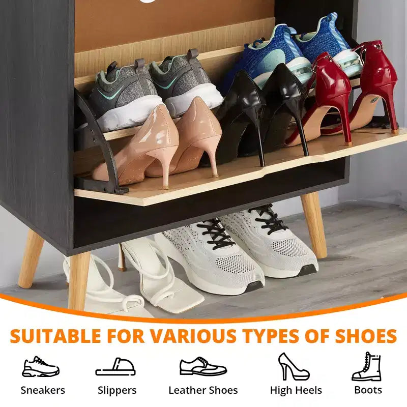 Meuble de rangement pour chaussures avec 2 tiroirs, meuble à chaussures en rotin, meuble à chaussures fin et dissimulé pour salon, chambre et couloir