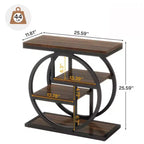 Okak Industrial Table d'appoint ronde à 4 niveaux en métal, petite table de chevet rustique, table de canapé derrière le canapé pour le couloir, le salon