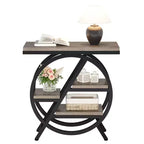 Okak Industrial Table d'appoint ronde à 4 niveaux en métal, petite table de chevet rustique, table de canapé derrière le canapé pour le couloir, le salon