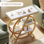 Okak Industrial Table d'appoint ronde à 4 niveaux en métal, petite table de chevet rustique, table de canapé derrière le canapé pour le couloir, le salon