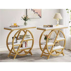 Okak Industrial Table d'appoint ronde à 4 niveaux en métal, petite table de chevet rustique, table de canapé derrière le canapé pour le couloir, le salon