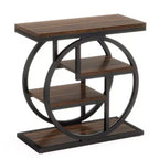Okak Industrial Table d'appoint ronde à 4 niveaux en métal, petite table de chevet rustique, table de canapé derrière le canapé pour le couloir, le salon