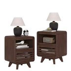 SOLACE FURNITURE Table de Chevet avec Tiroir de Rangement Grille Table d'Appoint