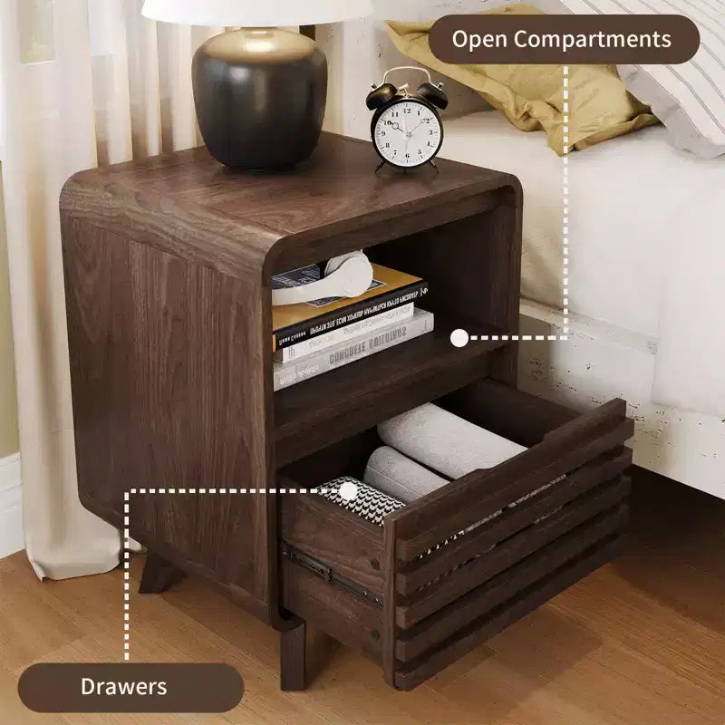 SOLACE FURNITURE Table de Chevet avec Tiroir de Rangement Grille Table d'Appoint