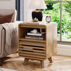 SOLACE FURNITURE Table de Chevet avec Tiroir de Rangement Grille Table d'Appoint