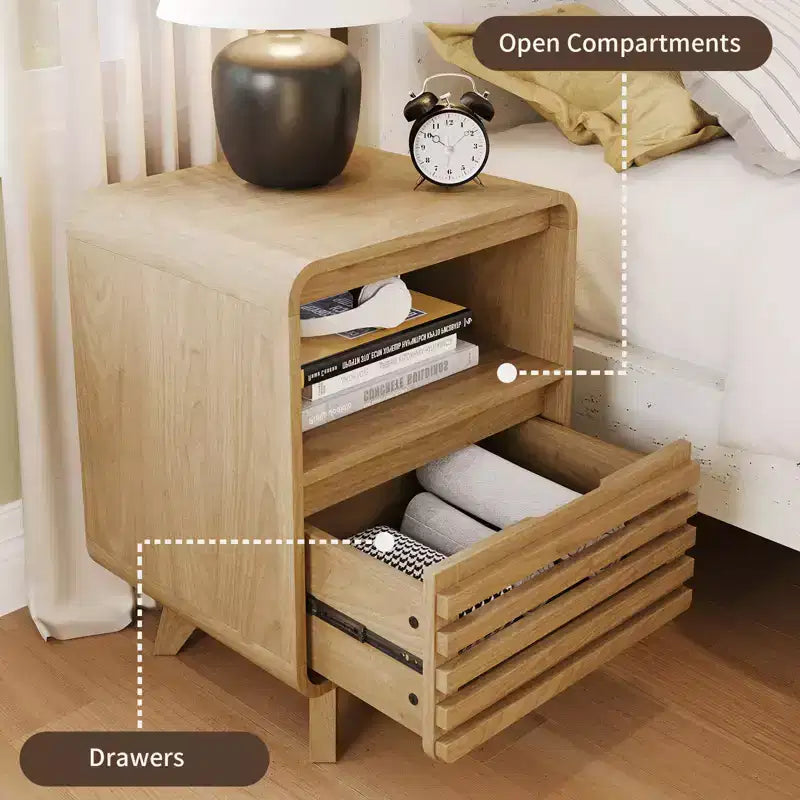 SOLACE FURNITURE Table de Chevet avec Tiroir de Rangement Grille Table d'Appoint
